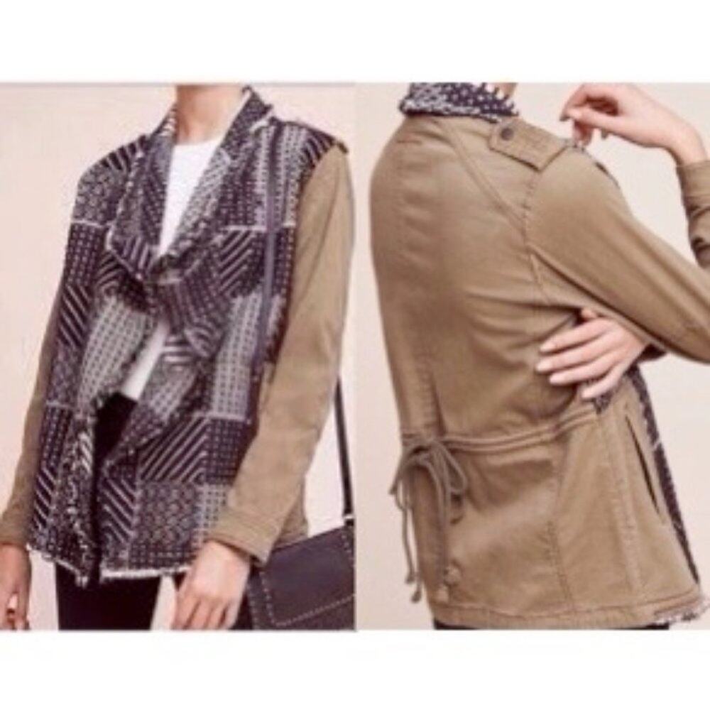 Anthropologie Hei Hei Military Style Patchwork Jacket